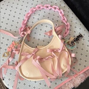 Coach Chic Cream Handbag with Pink Accents
